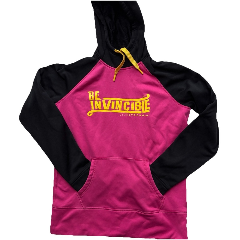 NIKE Livestrong Be Invincible Therma Fit Pink Blk Hoodie Sweatshirt L Athleisure